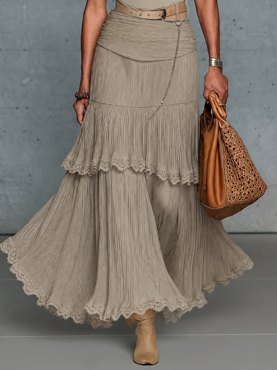 Alba - Vestido Maxi Beige Avena de Gasa sin Mangas