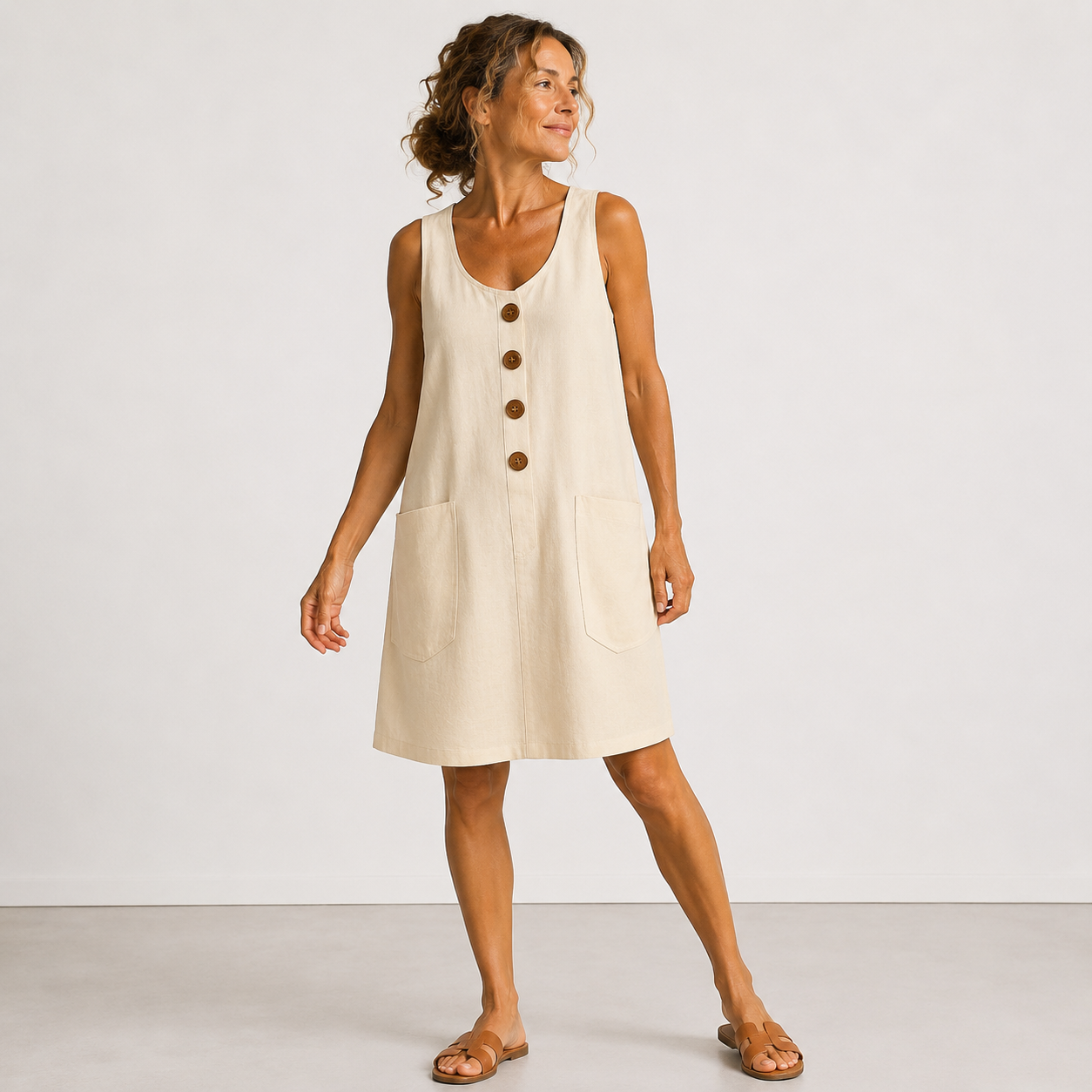 Elisa | Vestido de algodón y lino
