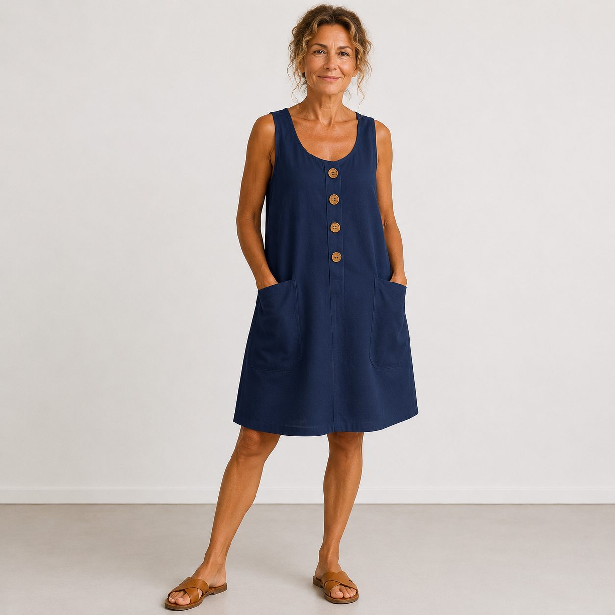 Elisa | Vestido de algodón y lino